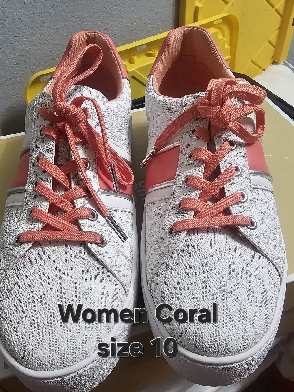 Michael Kors Coral and White Lace-Up Sneakers